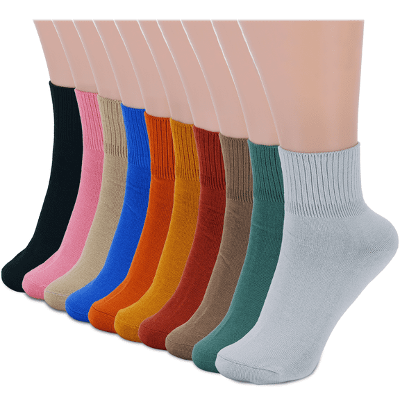 YOMYM Women Ankle Socks 10 Pairs, Low Cut Cotton Casual Socks Breathable Lightweight for Women Size 5-9