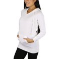 thumbnail image 3 of ToBeInStyle Women's Long Sleeve Kangaroo Pocket Pullover Hoodie - Off-White - Small, 3 of 5