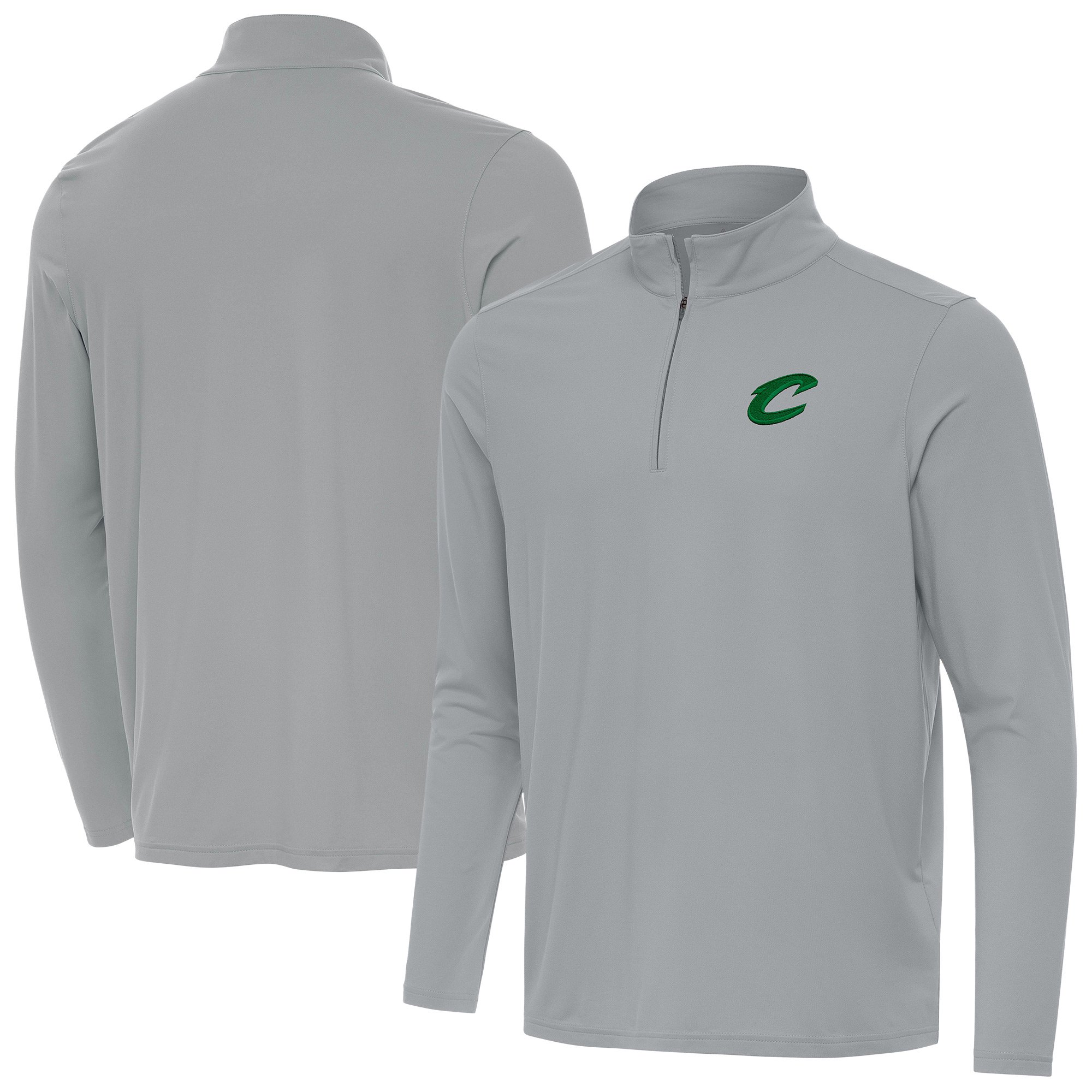 Men's Antigua Gray Cleveland Cavaliers St. Patrick's Day Intent Quarter-Zip Jacket