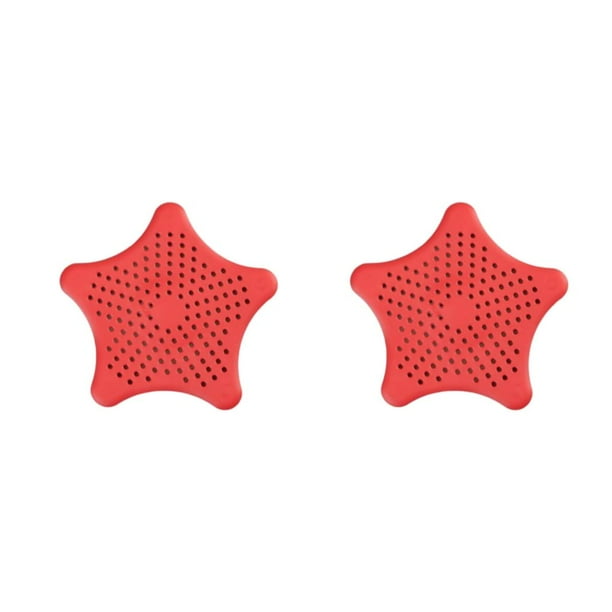 Bearachild Filtro de silicona para fregadero, portátil, Color sólido, forma de estrella, decorativo, Flexible, lavabo de cocina, drenaje de Rojo 2Conjunto