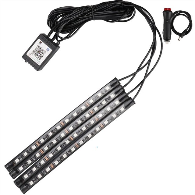 Luces LED para Motocicleta, RGB, Control de Sonido por Aplicación, Retroiluminación Flexible, Impermeable, Decoración, Tira de Neón de 48 Luces.