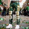 thumbnail image 2 of CONZONE St. Patrick's Day Mens Baggy Cargo Shorts Green Clover Graphic Buttons Cargo Pants for Men Lightweight Relaxed Fit Streetwear Workout Trousers With Pockets, 2 of 4