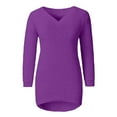 thumbnail image 4 of Comdrip Fuzzy Sweater, Women's Fashionable Long Sleeve Pullovers Loose Fuzzy Jumper Sweater Fall 2025 V Neck Oversized Cozy Sweaters Soft Sweaters for Women Purple 5XL, 4 of 7