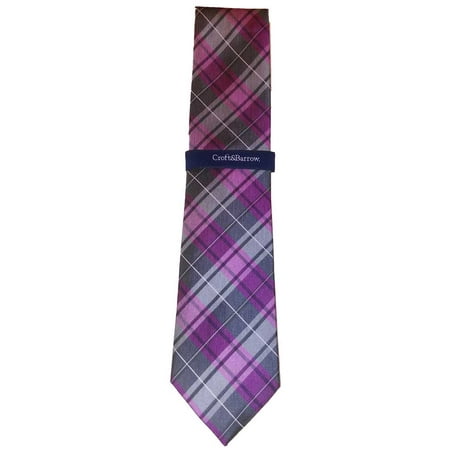 Croft & Barrow Men Plaid Pink Grey Tie (Best Way To Tie A Necktie)