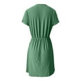 thumbnail image 5 of Women's Swimsuit Cover Ups - V Neck Drawstring Slit Eyelet Embroidery Beach Dress, Flowy Short Sleeve, 5 of 5