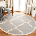 thumbnail image 3 of SAFAVIEH Dhurrie Tobias Geometric Moroccan Wool Area Rug, Dark Grey/Ivory, 6' x 6' Round, 3 of 11