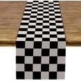 thumbnail image 2 of Racing Car Table Runner Black and White Checkered Race Car Birthday Party Decoration Kitchen Dining Room Decor 71Inches Long, 2 of 5