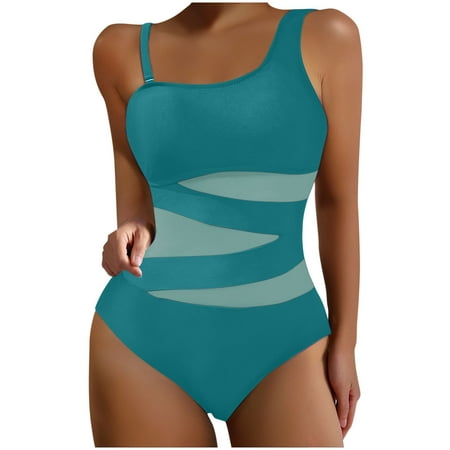 Moocorvic Womens One Piece Swimsuits Tummy Control Mesh Backless Beach Swimsuit with Bra Pads(Army Green XL)