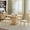 B: Natural, variant on Harper & Bright Designs Round Extendable Dining Table Set for 4, Wood Farmhouse Table and 4 Upholstered Chairs for Dining Room, Natural Wood Wash