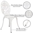 thumbnail image 3 of Villeston 3-Piece Cast Aluminum Outdoor Patio Bistro Table and Chair Set, Rose Pattern for Garden, White, 3 of 8