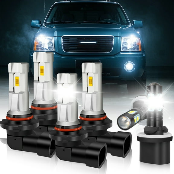 For GMC Envoy 2002-2009 Combo 9005 9006 880 LED Headlights Fog Light 6X Bulbs White