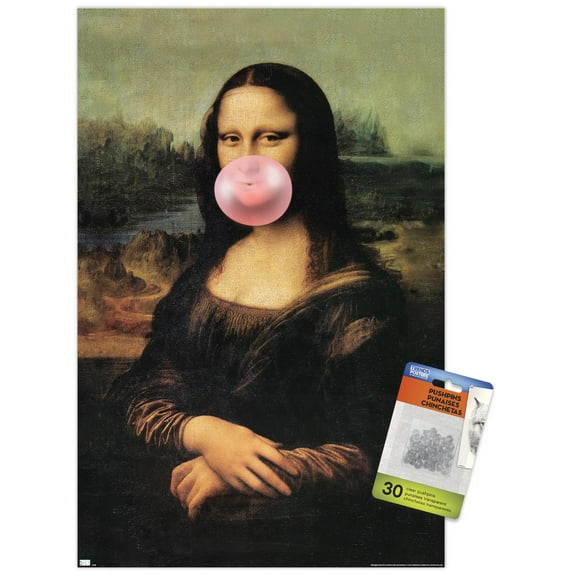 Reinders - Mona Lisa Bubble Gum Wall Poster with Push Pins, 14.725" x 22.375"