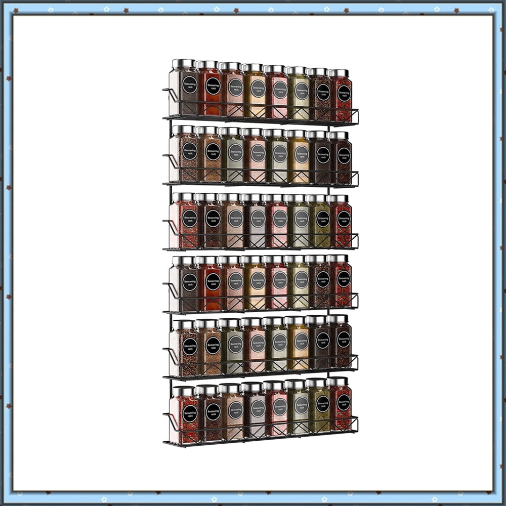 3 Tier Metal Spice Rack Organizer (2 Pack) Wall-Mount Spice Jars ...