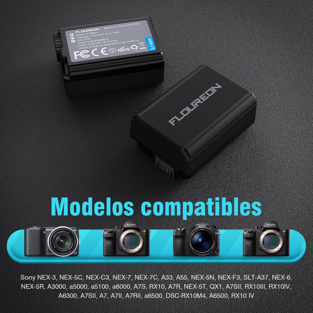 FLOUREON NPFW50 Camera Battery for Sony A6000, A6500, A7, A7II, A7R