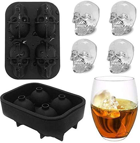 Halloween Kitchen Whiskey Ice Cube Tray Pudding Mold 3D Skull Silicone Ice Mold 