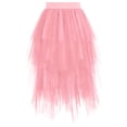 thumbnail image 4 of ZHOGXU Women Skirt Elastic Waist Solid Color Mesh Fashion Comfortable Knee Length Tutu Skirt For Casual Daily Wear,Pink,L, 4 of 4