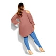 thumbnail image 2 of CITY CHIC Womens Coral Cold Shoulder Sheer Lined Keyhole Closure Hi-lo Bell Sleeve V Neck Tunic Top Plus XXL\24, 2 of 3