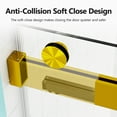 thumbnail image 2 of 56-60" W x 76" H Frameless Double Sliding Soft-Close Shower Door with 3/8" (10mm) SGCC Tempered Glass in Brushed Gold, 2 of 9