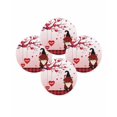 thumbnail image 7 of 13 Inch Round Placemats Set of 4, Red Pink Gnomes Valentines Non Slip Heat Insulation PP Table Mats, Love Heart Tree Roses Plaid Washable Place Mats for Kitchen Dining Party Table Decor, 7 of 7