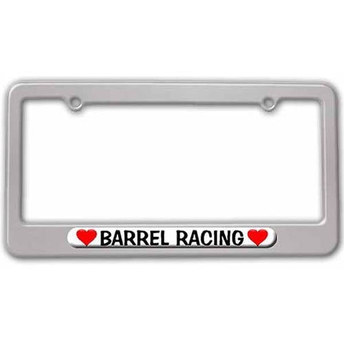 Barrel Racing Love with Hearts License Plate Frame