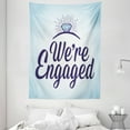 thumbnail image 1 of Engagement Party Decorations Tapestry, We Are Engaged Announcement Quote Wedding Ring, Wall Hanging for Bedroom Living Room Dorm Decor, 60W X 80L Inches, Sky Blue and Navy Blue, by Ambesonne, 1 of 2