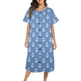 thumbnail image 2 of Women's House Dress, Gown, Pajamas (Size:XS; Style:Dark Blue Anchor Women's Button Front House Dress;), 2 of 4