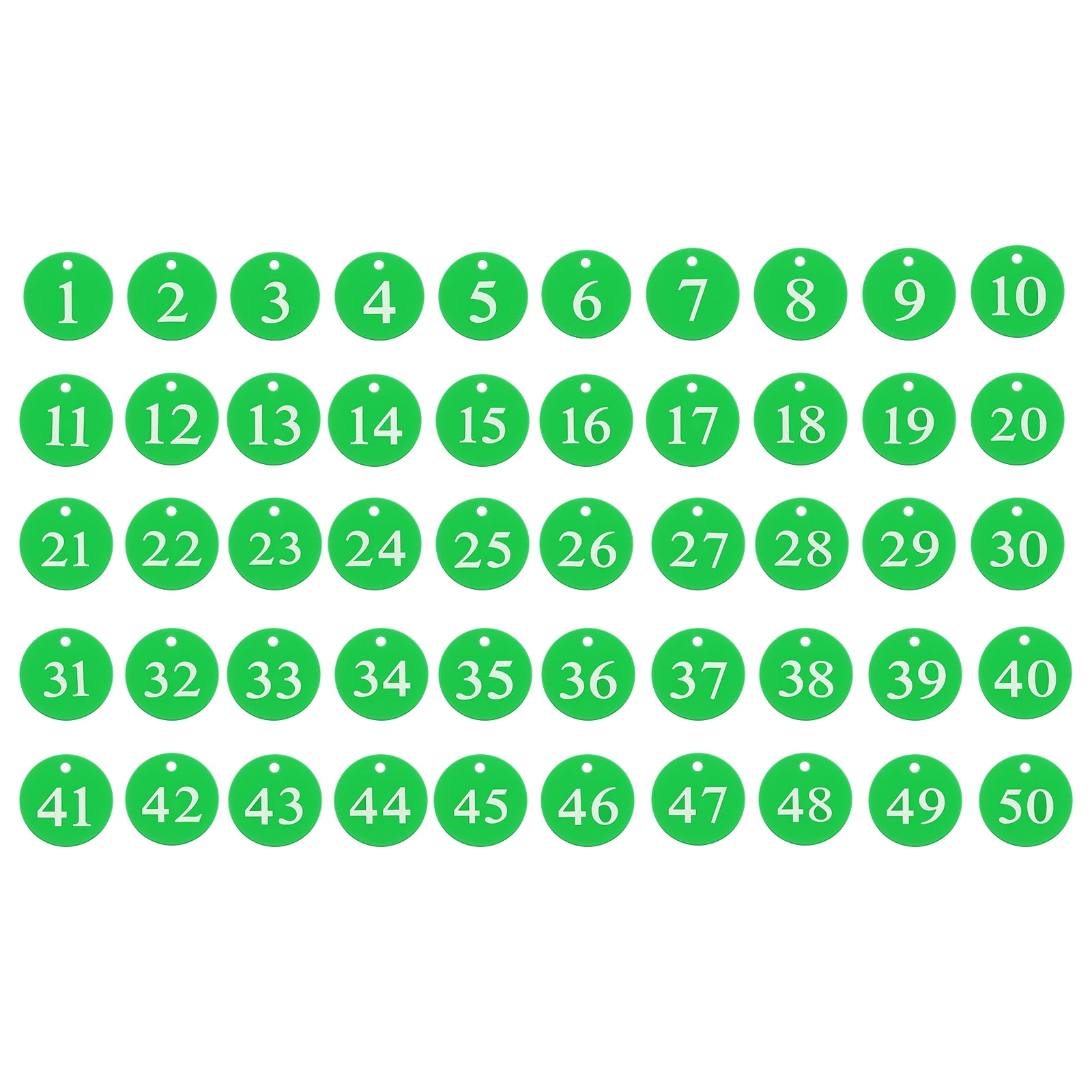50PCS Number Tags 1-50, Number Key Tags Aluminum Numbered Tags Metal Key Tags Keychain with Key Rings for Organizer Field Sales Hangers Clothes Labels ID Tag, Green