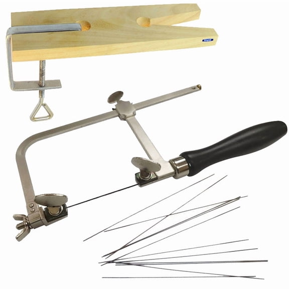Jewelers Saw Frame Bench Pin & Saw Blades Jewelry Kit Sawframe Sawblades and Pin