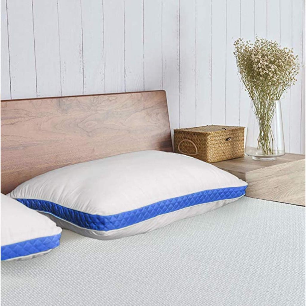 Gusseted Pillows for Bed - Blue Queen size Bed Pillows set of 2 for Side Sleepers and Back Sleepers