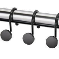 AmazerBath Shower Curtain Hooks, Shower Curtain Rings, Heavy Duty Modern Decorative Black Shower Curtain Hooks Rust Proof Smooth Glide Shower Hooks for Shower Curtain Liner Shower Rod Hook, 12Pcs