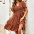 thumbnail image 4 of Vestido de primavera y verano para mujer, vestidos casuales de manga corta con volantes, vestido con cuello en V Zhivalor BST3008914-4, 4 of 6