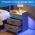 thumbnail image 4 of 4 EVER WINNER Nightstand Set of 2 with Charging Station, LED Night Stand with 2 Drawers, Modern Beside End Table Side Table for Bedroom Living, Gray, 4 of 7