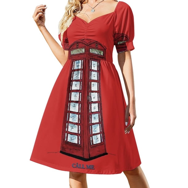 Cabina telefónica en el Reino Unido Inglaterra Vestido de manga corta Vestido para mujer Vestido largo mujer verano