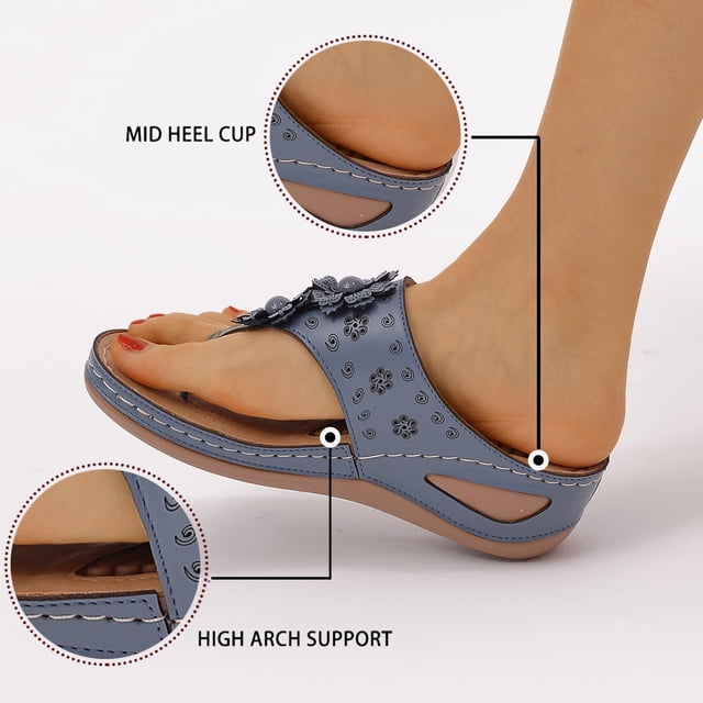 CAICJ98 Platform Sandals Sandals for Women Bohemian Flat Rhinestone Comfortable Beaded Open Toe Elastic Back Summer Jewel Strappy Sandals,Blue
