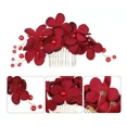 thumbnail image 2 of Flores Rojas Tocado De Novia, Horquilla De Cristal, 2 of 4