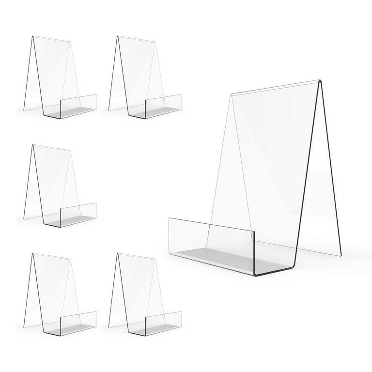 Boloyo Assemble Acrylic Display Stand with Ledge, 6PC 4.5 inch Clear Book  Display Easel Holder Free Width Acrylic Display Stand for Display