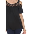 thumbnail image 3 of White Mark Women's Cold Shoulder Lace Neck Top, 3 of 4