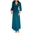 thumbnail image 1 of DAFEI Robe Longue à Manches Longues pour Invitées de Mariage pour Femmes, Col en V, Taille, Robe Maxi de Fête, Robe Longue Élégante pour Femmes, Asymétrique Froncée, Robe Moulante, 1 of 8