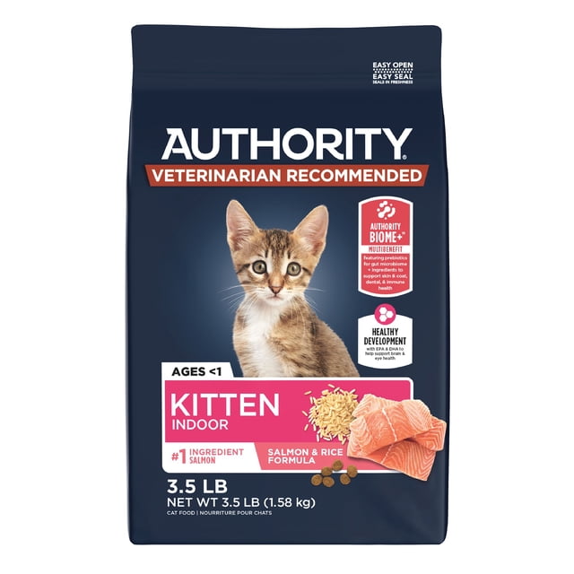 Authority® Everyday Health Indoor Kitten Cat Dry Food - Salmon & Rice, With-Grain