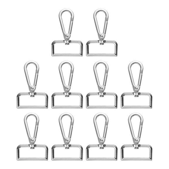 Uxcell 10pcs Metal D Ring Lobster Claw Clasp 1.26" 360° Swivel Snap Hook, Silver