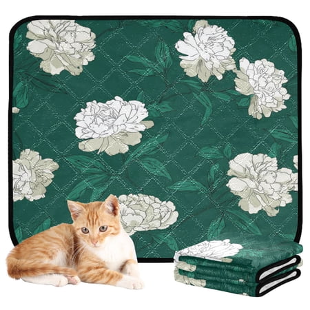 RMDQTR 3Pack Set of Small Pet Potty Pads Reusable Ultra-Absorbent Pet Training Pads Leak-Proof Pet Pads Lush Gardenias