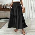 thumbnail image 4 of MIXUE Skirts For Women Summer Solid Color Elastic High Waist A Line Elegant Maxi Skirt Daily-Wear,Black,M, 4 of 7