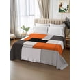 thumbnail image 2 of Burnt Orange Black Full Size Flat Sheet, Wrinkleproof & Fadeproof Cooling Flat Bed Sheet Only, Modern Abstract Geometric Breathable Soft Bedding Top Sheets 81 x 96 Inches, 2 of 8