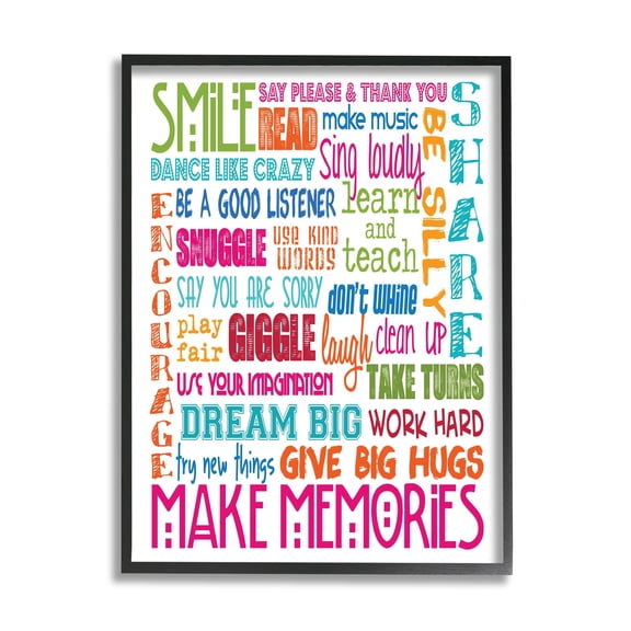 The Kids Room by Stupell Smile Make Memories Rainbow Framed Wall Art by Erica Billups