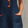 thumbnail image 7 of Endives Summer Dresses for Women Casual Button Front Mini Dress Sleeveless Round Neck Retro Dresses Comfy Trendy Summer Shift Dress with Pockets Midi Dresses for Women Navy M, 7 of 7