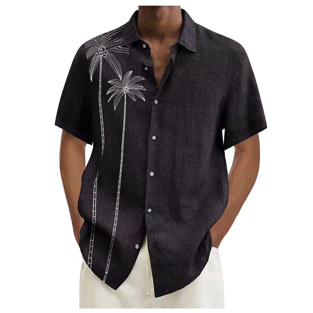 Designer Spring Summer Men's Casual Cotton Solid Color Short Sleeve Shirts Loose Shirts XL