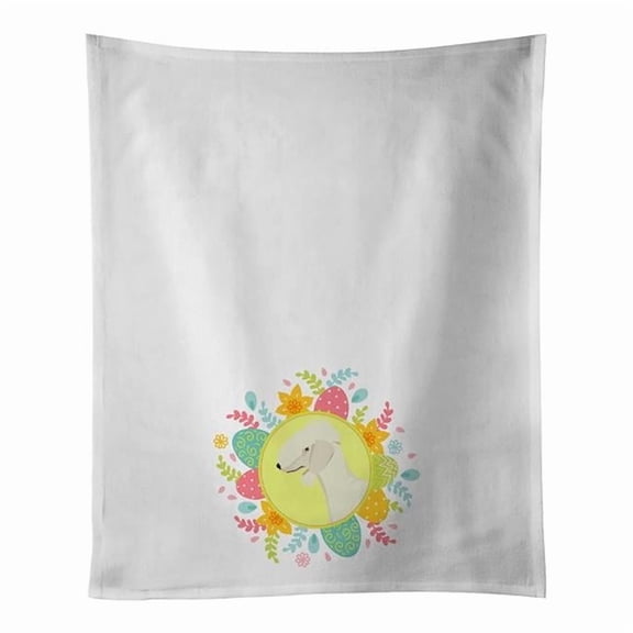 Carolines Treasures WDK3200WTKT 28 x 19 in. Unisex Bedlington Terrier Easter White Dish Towels Kitchen Towel - Set of 2