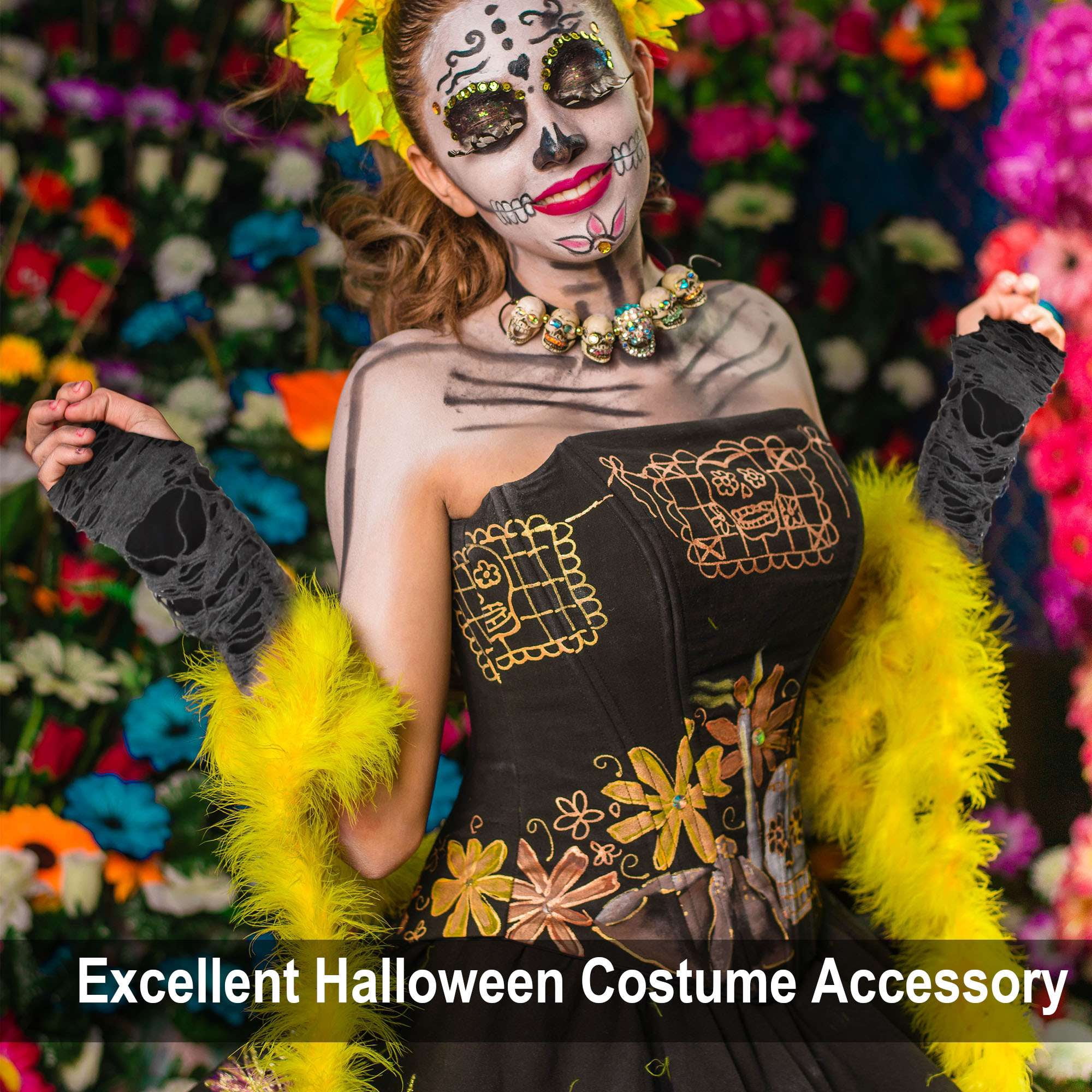 Women's Punk Fingerless Gloves - Ripped Knit Cosplay Gloves For Halloween & Concerts