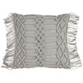thumbnail image 1 of SARO 5379.GY18S 18 in. Square Cotton Throw Pillow with Macrame Design &amp; Down Filling - Grey, 1 of 1