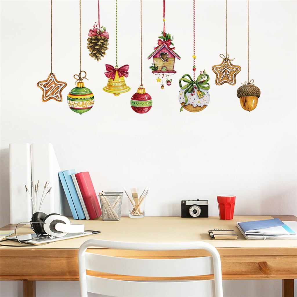 lystmrge Christmas Wall Decor Stickers Flower Letters for Wall Decor Living Room Wall Decal ...